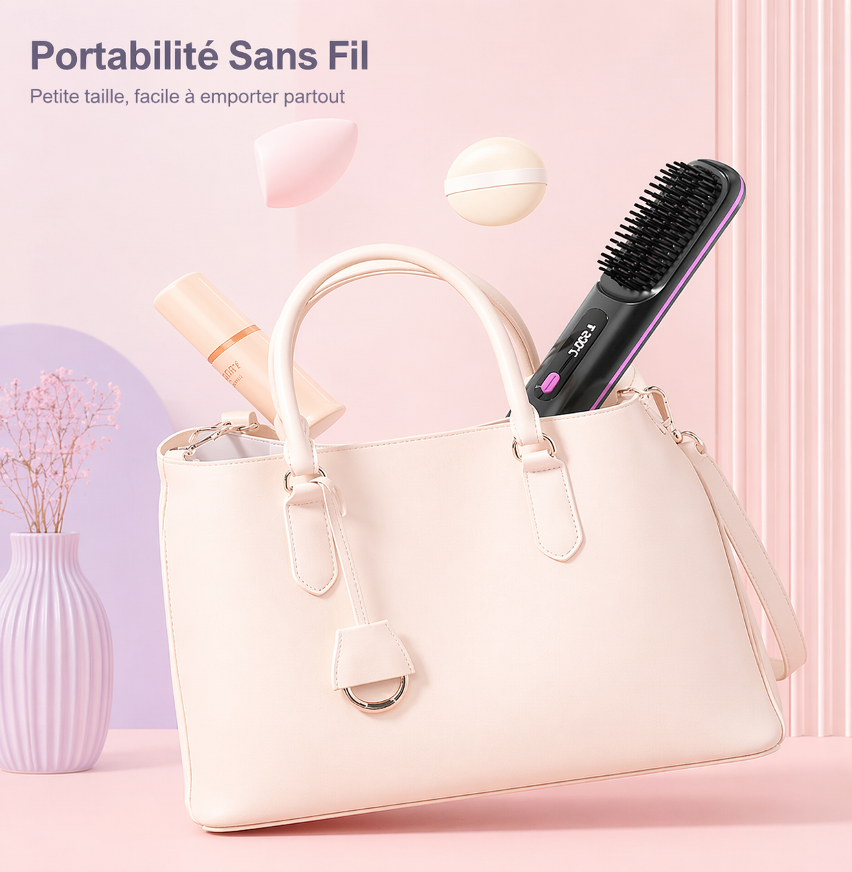 Brosse chauffante intelligente pour cheveux court