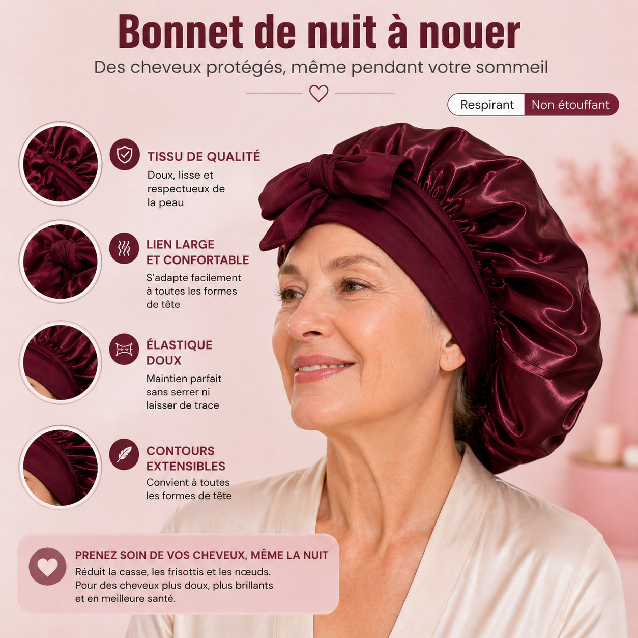 Bonnet de Nuit Satin Selya